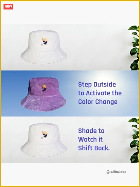 UV Color-Changing Bucket Hat Cotton Sun Protection Fishing Hat